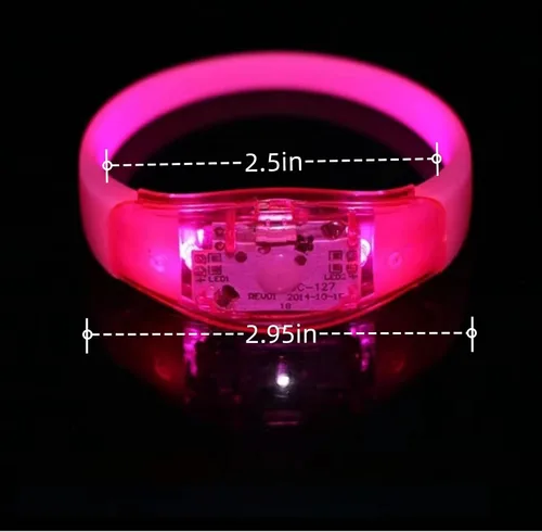 Vista 3 de Pulseras que brillan en la oscuridad, pulseras brillantes activadas por música y sonido para niños y adultos con luz estroboscópica LED