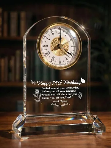 Vista 11 de DEEWISH Reloj de escritorio de cuarzo para regalo de 50 cumpleaños, elegante decoración de bendición para el hogar para padres, abuelos, amigos