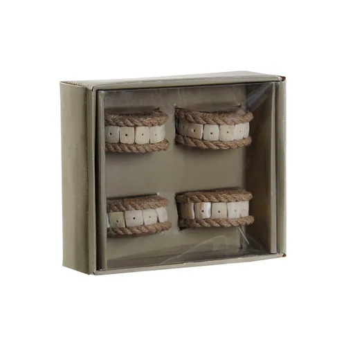Vista 5 de Anillo servilletero DKD Home Decor Natural Yute Resina Aluminio 6 x 3 x 6 cm 4 Piezas