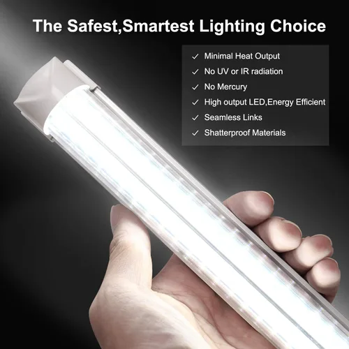 Vista 8 de Tubo de luz LED de 8 pies, tubos LED integrados T8, 72 W, 7200 lm, 6000 K, blanco frío, cubierta transparente, luz de tubo en forma de V de doble