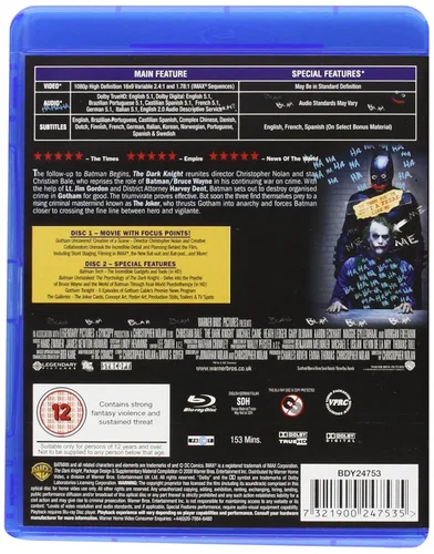 Vista 2 de The Dark Knight Batman 2 Disk Special Edition Blu-ray 2008 Region Free