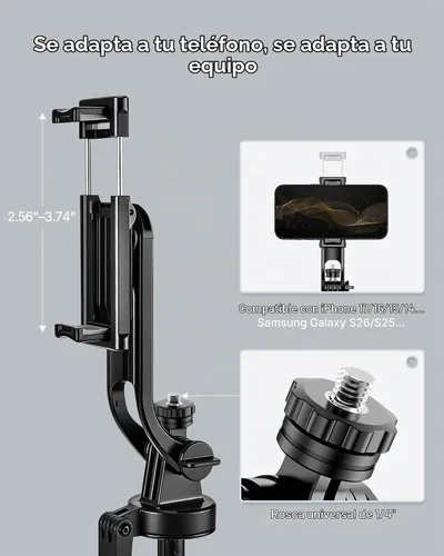 Vista 5 de 71" Phone Tripod for Recording, Selfie Stick for iPhone & Android