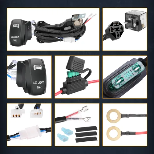 Vista 7 de Nirider - Arnés de cableado de 1 cable, relé de interruptor basculante de 12 V 40 A con fusible, kit de arnés de cableado de nailon para barras