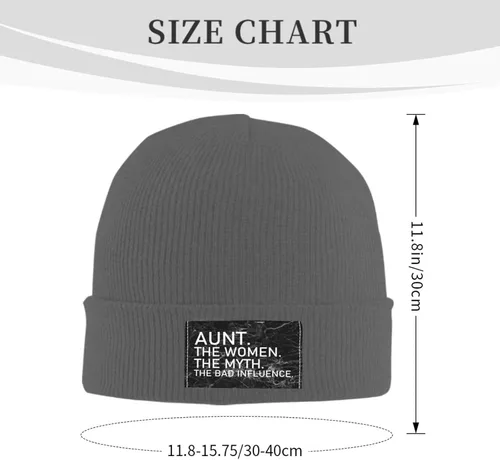 Vista 3 de YVNUM Aunt The Women The Myth The Bad Influence Beanie for Men,Slouchy Knit Skull Cap Warm Winter Hat Cuffed Plain Hat