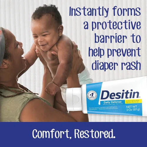 Vista 4 de Crema Desitin Daily Defense para sarpullido de pañales con óxido de zinc para tratar, aliviar y prevenir el sarpullido de pañales, hipoalergénica