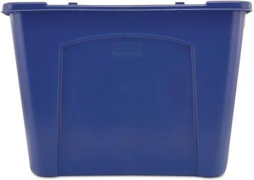Vista 3 de Rubbermaid Commercial Products, cubo/caja de reciclaje apilable, 14 galones, azul, para interiores/exteriores/garajes/hogares/instalaciones