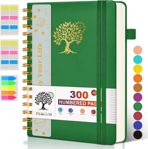 Vista 12 de Cuaderno grande en espiral para mujeres y hombres, 300 páginas rayadas numeradas, con rayas universitarias, cuaderno encuadernado en espiral de tapa