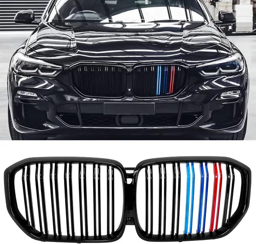 Vista 15 de X5 E70 - Rejilla de riñón de color negro brillante M para BMW X5 E70 X6 E71 2007-2014 (láminas dobles de color M)