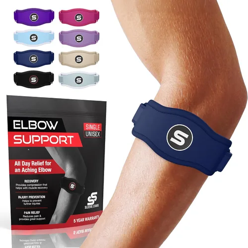 Vista 12 de Sleeve Stars - Codera de Codo de Tenis para Mujeres - Correa de Tenis Ajustable, Codera de Codo de Golfista para Hombres, Contrafuerza para Codo