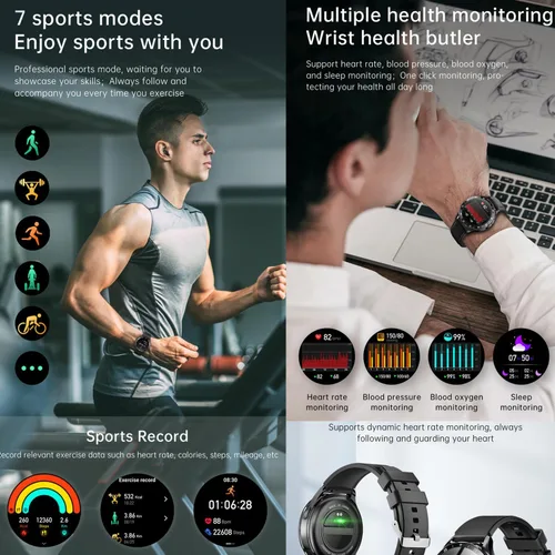 Vista 7 de X10 - Reloj inteligente con auriculares para iPhone, teléfonos inteligentes Android, 1.39 pulgadas, redondo, Bluetooth, llamadas, reloj inteligente