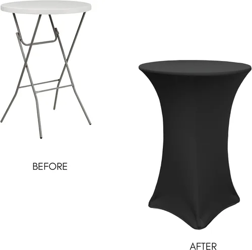 Vista 4 de Mantel de 30 pulgadas para mesa redonda, funda para mesa, Negro