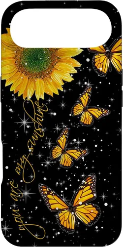 Vista 27 de You are My Sunshine Vintage Sunflower and Monarch Butterfly Case for iPhone 17