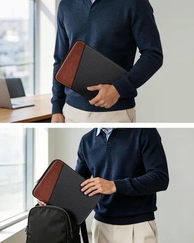 Vista 6 de FINPAC Laptop Sleeve for MacBook Neo 13 Inch, MacBook Air 13.6 inch, Black