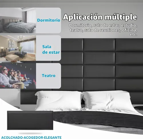 Vista 5 de Art3d - Cabeceras para cama individual en color negro, cabeceros tapizados, paneles 3D despegar y pegar para pared, paquete de 4 paneles de 9.84 x