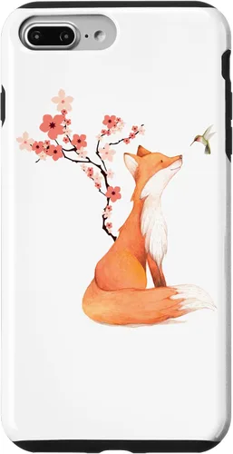Vista 12 de The Cute Fox and Hummingbird Cherry Blossom Flower Present Case for iPhone 17