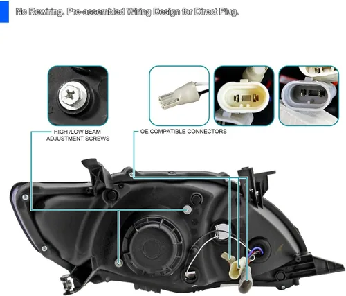 Vista 4 de Corolla R8 Estilo LED DRL faros de proyector, Gris