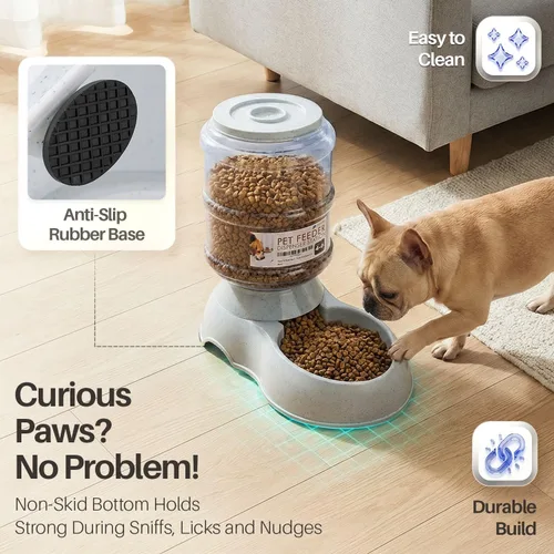 Vista 5 de Bol para mascotas con sistema dispensador automático y almacenamiento de alimento seco, de Flexzion Self-Replenishing Dry Food Station with
