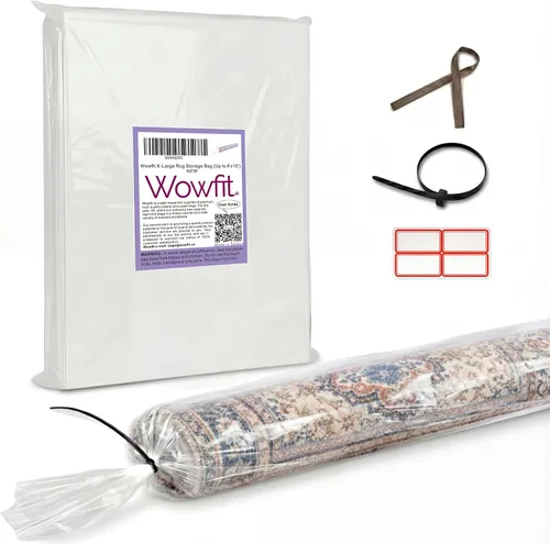 Vista 11 de Wowfit Bolsa de almacenamiento grande de plástico para alfombras con cierre de cremallera, resistente para alfombras de hasta 6 x 9 pies, perfecta