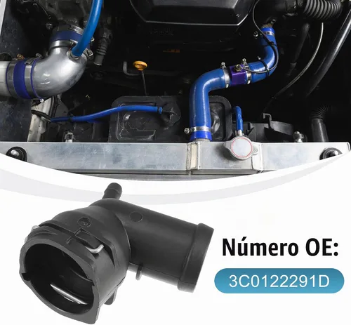 Vista 2 de X AUTOHAUX Conector de manguera de refrigerante superior del radiador 3C0122291D para Volkswagen Beetle Eos Golf Jetta Passat SportWagen