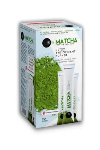 Vista 3 de Té matcha japonés de primera calidad Polvo de té verde matcha con sabor a fresa, grado culinario japonés, en sobres de 0.28 oz, 40 bolsitas 8