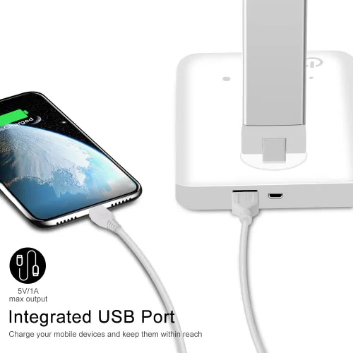 Vista 9 de AFROG - Lámpara LED de escritorio multifuncional con cargador inalámbrico, puerto de carga USB, 5 modos de iluminación, 5 niveles de brillo, control