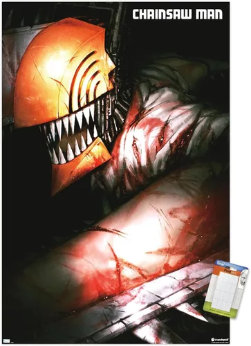 Vista 8 de Trends International Chainsaw Man - Póster de pared con texto en inglés "Chainsaw Man", 22.4 pulgadas de largo x 14.7 pulgadas de ancho, versión