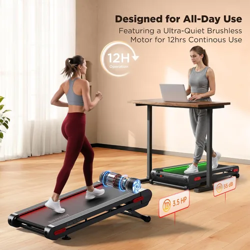 Vista 6 de Jogwell Walking Pad Treadmill with 12%/20% Auto Incline, 43"x18" Extra-Wide