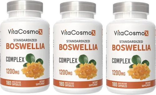 Vista 9 de Boswellia Serrata 1200 mg con 4 mg de pimienta negra BioPerine por porción, 180 cápsulas vegetarianas, sin OMG y sin gluten