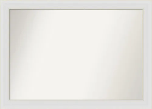 Vista 60 de Amanti Art Espejo de baño blanco para sobre el fregadero, 24 x 26 pulgadas, espejo rectangular blanco y blanco, marco de madera contemporáneo