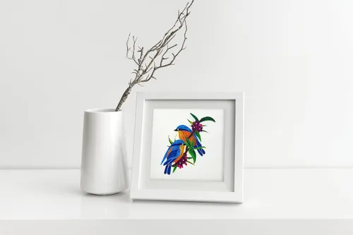Vista 2 de Bluebirds, tarjeta de felicitación 3D, exclusiva dedicada a mano, tarjeta de felicitación de diseño para cumpleaños, día de San Valentín, día