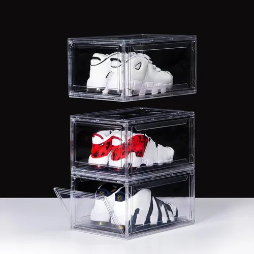 Vista 8 de Paquete de 12 cajas de zapatos de acrílico, cajas de zapatos ultra transparentes, apilables, caja de almacenamiento de zapatos para zapatos