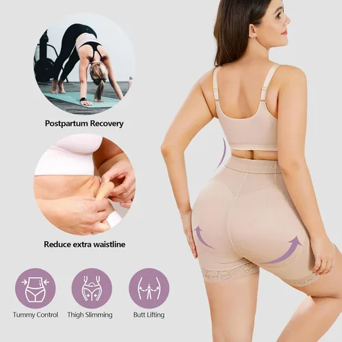 Vista 5 de KELLYLEE Pantalones cortos de ropa interior con control de abdomen para mujer, de cintura alta, moldeadores de glúteos, pantalones cortos