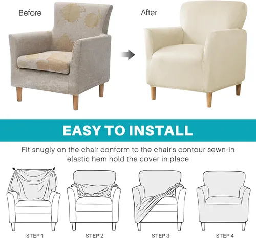 Vista 7 de MIFXIN Funda elástica para sillón de banquete, de terciopelo, 1 pieza, de elastano, elástico, protector de muebles, para sofá de 1 plaza con brazos