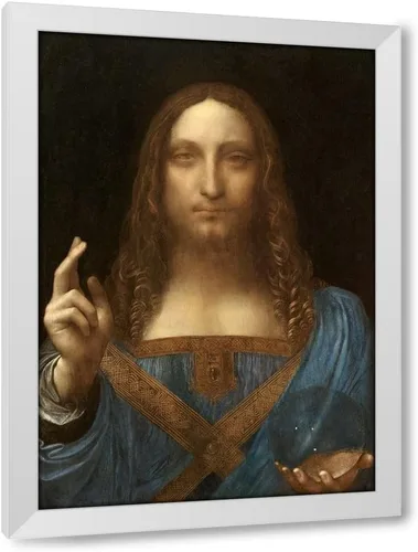 Vista 9 de Da Vinci, Leonardo 15x18 Black Modern Framed and Double Matted Museum Art Print Titled Salvator Mundi