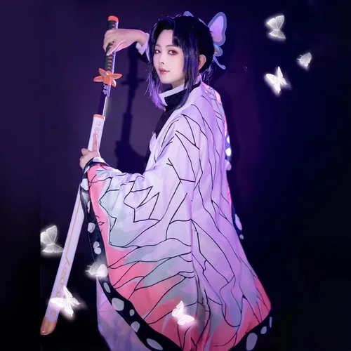 Vista 4 de Dimdongge Disfraz de kimono de anime para adulto, Tanjiro Zenitsu Shinobu Mitsuri, disfraces de anime de Halloween para hombres y mujeres