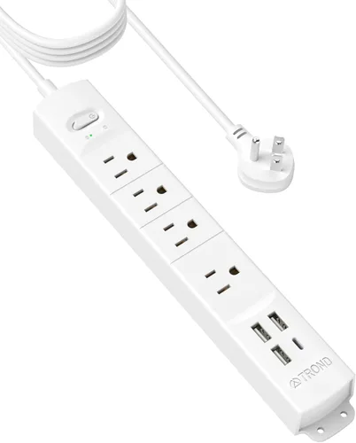 Vista 19 de TROND Regleta de protección contra sobretensiones con USB, enchufe plano ultrafino, cable de extensión de 3 pies de 1625 W, 3 USB A y 1 tipo C, 4