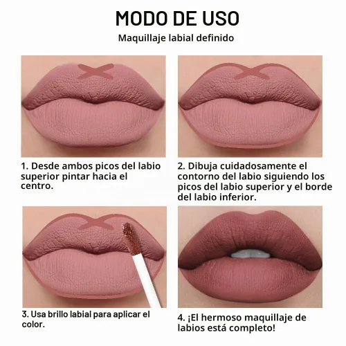 Vista 4 de AMY'S DIARY Juego de 2 piezas de delineador de labios y lápiz labial mate color marrón palisandro, tinte de labios verde brillo labial lápiz labial