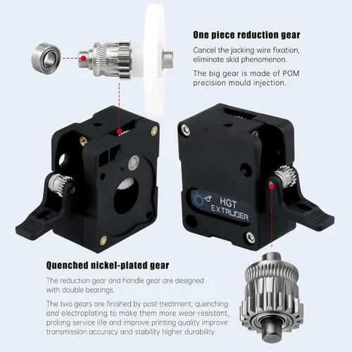 Vista 4 de Super Light Actualizado Acero endurecido Engranajes dobles HGT extrusora universal Bowden Direct Drive Compatible con NEMA14 36MM Ender 3 V2 PRO 5