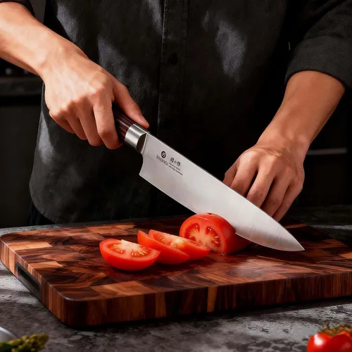 Vista 6 de Imarku cuchillo de chef de 25,40 cm, cuchillo de cocina de acero alemán rico en carbono con mango ergonométrico