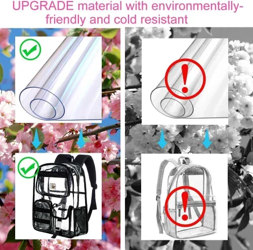 Vista 5 de Mochila transparente, resistente bolsa transparente para mujeres y hombres Heavy Duty