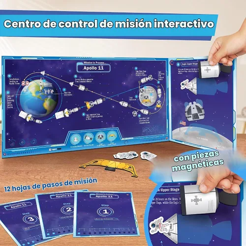 Vista 7 de Imagimake Mapology Man's Journey to Moon, Apollo 11 3D Model Kit para niños Kit educativo de modelo STEM, construye cohetes y satélites, regalo