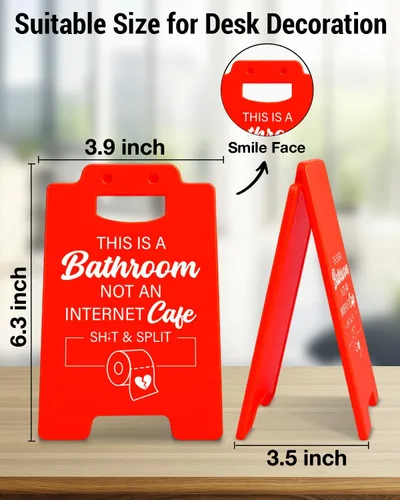 Vista 2 de Cartel sarcástico divertido para el baño, con texto en inglés «This Is A Bathroom Not An Internet Cafe», letrero de decoración de cubículo