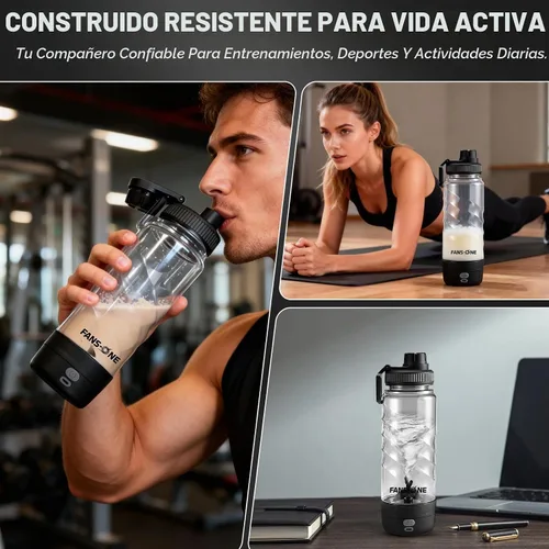 Vista 7 de FANS-ONE Botella mezcladora eléctrica de proteínas, mezcladora eléctrica recargable USB C de 24 onzas, tazas agitadoras para batidos de proteínas