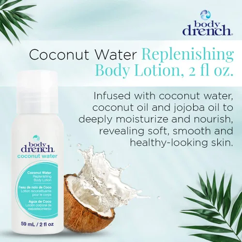 Vista 2 de Body Drench Loción reponedora de agua de coco, 2 onzas líquidas