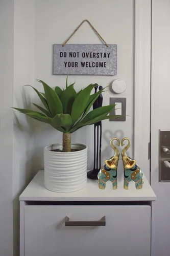 Vista 3 de Decoración de elefante de buena suerte para el hogar, pequeñas figuras y estatuas de elefante (2 piezas medianas)