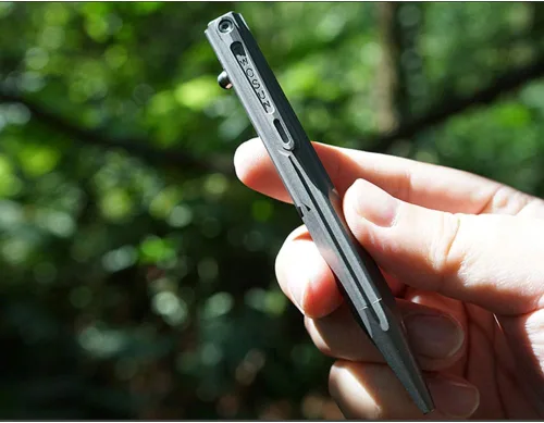 Vista 7 de Hamans Bolt Action - Bolígrafo de titanio con clip de bolsillo, herramienta de escritura de tamaño compacto (gris)