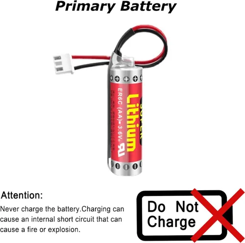 Vista 3 de NOUCHU - Batería de litio AA no recargable ER6C 3.6V 1800mAh con enchufe para FX F2-40BL