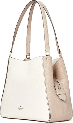 Vista 3 de Kate Spade Leila - Bolso de hombro con triple compartimento mediano, color beige cálido, Beige
