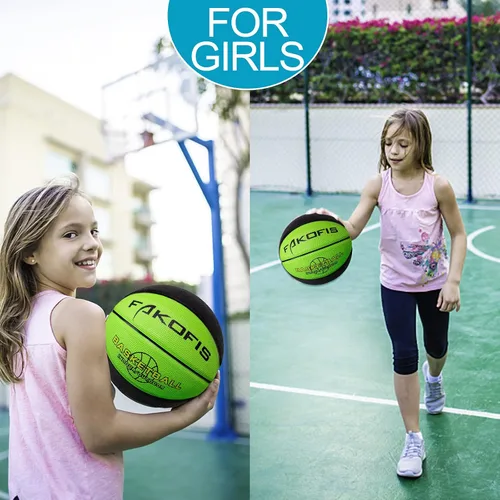 Vista 3 de Baloncesto para niños y niñas de 3/5 (22 pulgadas/27.5 pulgadas), baloncesto de goma de alta calidad para interiores y exteriores, para niños