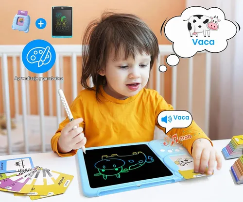 Vista 3 de Rylai Juguetes para Niños Pequeños Tarjetas Flash Parlantes, Recursos de Aprendizaje de Kindergarten 510 Palabras Visuales con Tableta de Dibujo